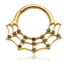 Load image into Gallery viewer, Ti Couture Jewelled Cobweb Hinge Ring Zircon or High Polish
