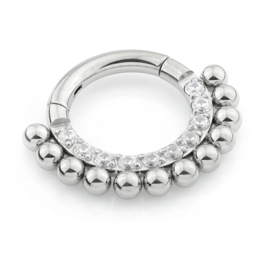 Front facing Pave/beads Hinged ring