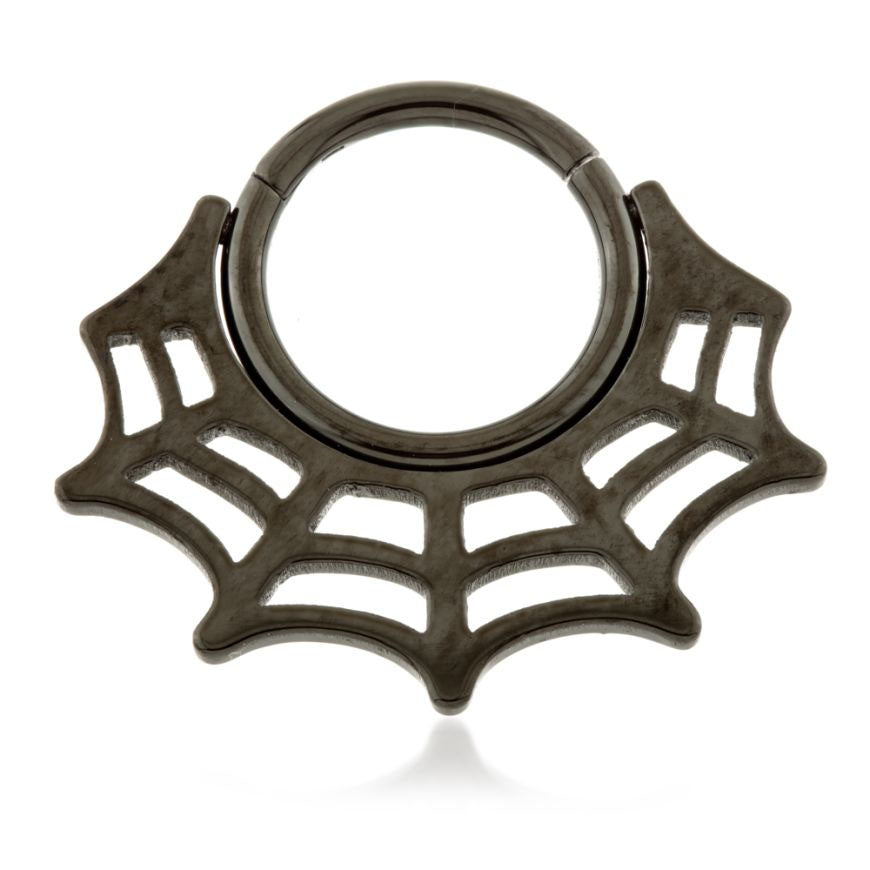 Black cobweb hinged ring