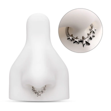 Load image into Gallery viewer, Titanium 5-Star Cluster Hoop Front Facing Hinged Segment Clicker
