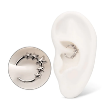 Load image into Gallery viewer, Titanium 5-Star Cluster Hoop Front Facing Hinged Segment Clicker
