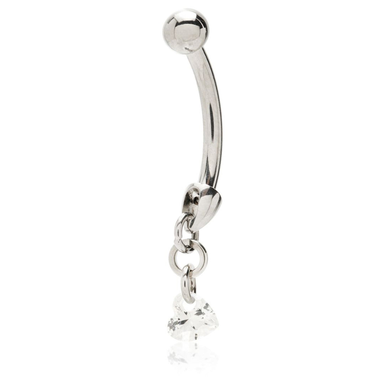 Reversable Rook Bar with Crystal Heart – Obsidian Body Piercing