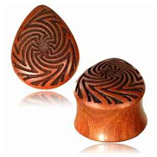 Handmade Rose Wood tear drop plug