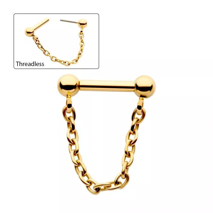 Gold pvd Single chain barbell - Invictus