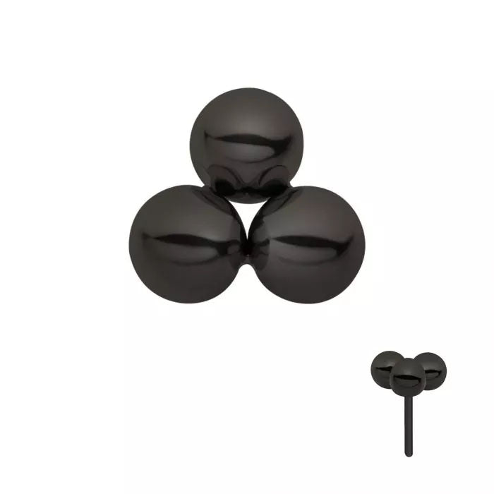 Initial Piercing - Black Trinity ball push fit Titanium labret