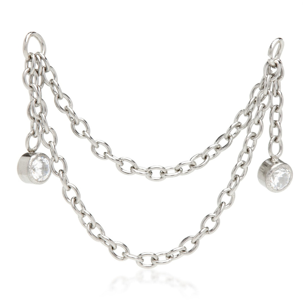 Steel Hanging Double Chain with Hanging Gems