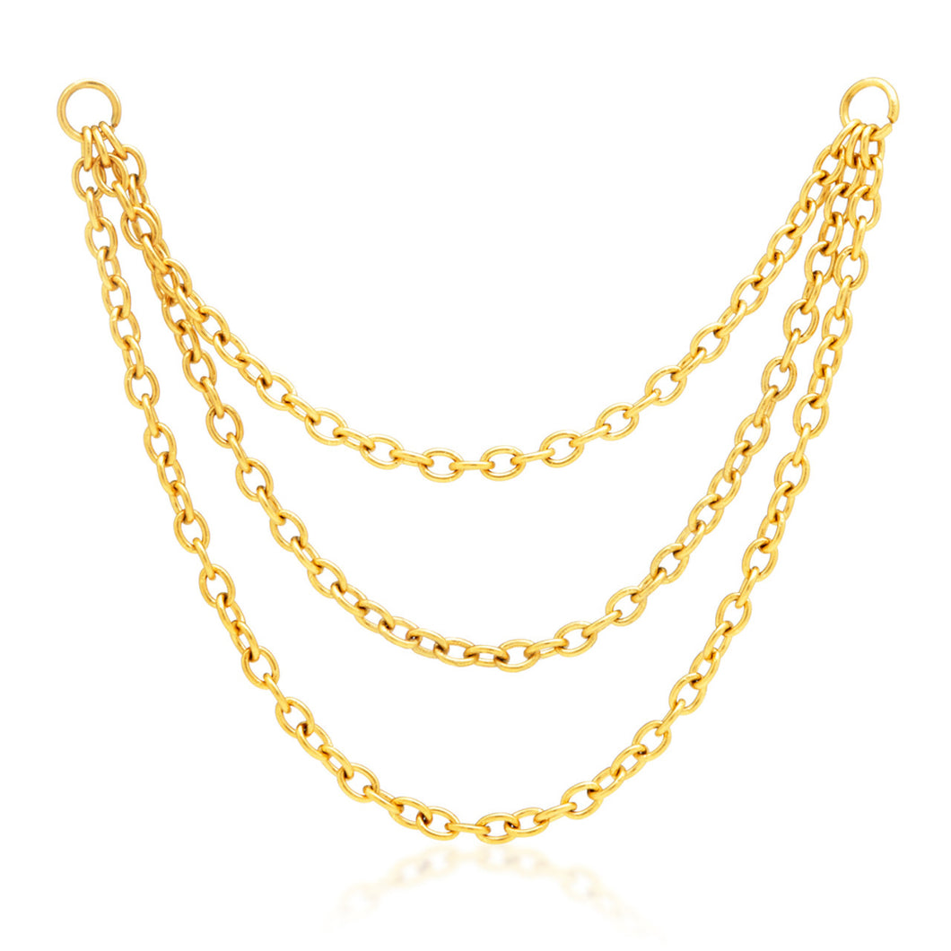 Zircon Gold Steel Triple Hanging Chain