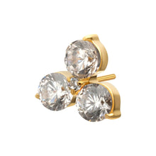 Load image into Gallery viewer, Initial Piercing - 24k gold plated crystal trinity Labret
