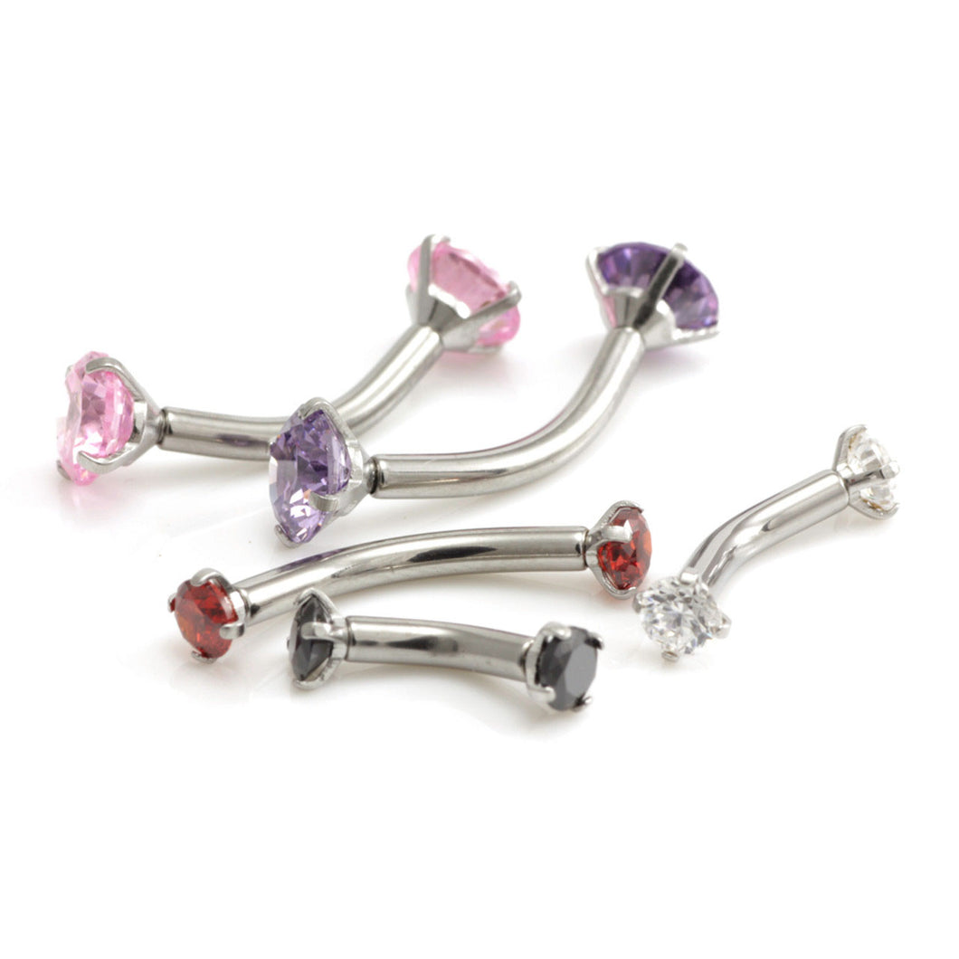 Internal thread Micro Banana with Prong set Gems