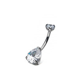 Initial Piercing - Teardrop crystal belly bar