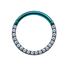 Load image into Gallery viewer, Titanium septum/daith ring with clear crystals
