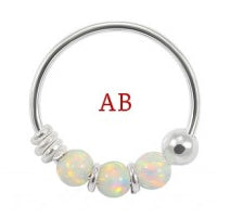 Load image into Gallery viewer, Sterling Silver Nose  ring - Synthetic opal ball
