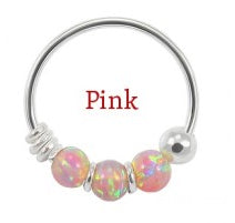 Sterling Silver Nose  ring - Synthetic opal ball