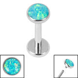 Load image into Gallery viewer, Initial Piercing - Internal thread synthetic opal bezel set stud
