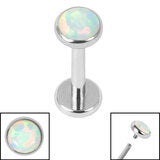 Load image into Gallery viewer, Initial Piercing - Internal thread synthetic opal bezel set stud
