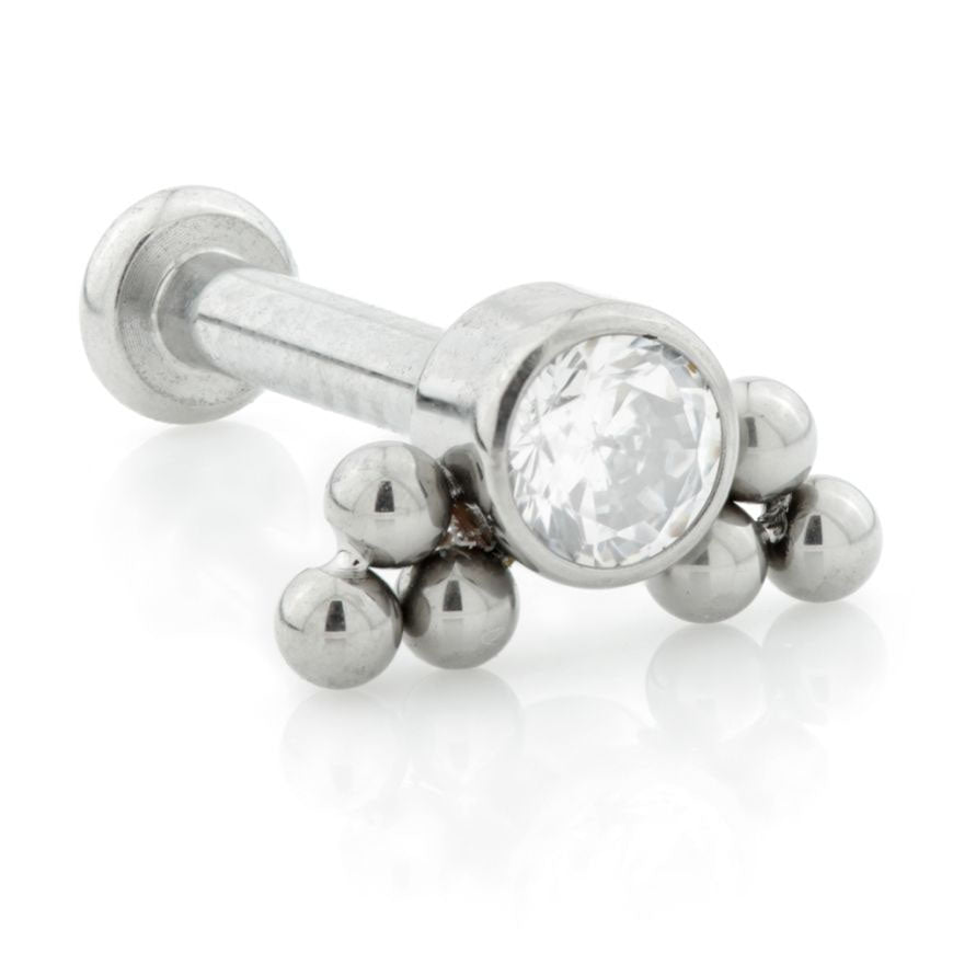 Titanium High polish Labret - Trinity Ball/ cz crystal