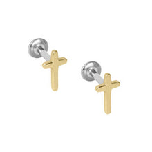 Load image into Gallery viewer, Initial Piercing - Titanium cross labrets
