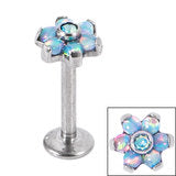 Load image into Gallery viewer, Initial Piercing - Synthetic Opal Flower with Crystal Centre Labret

