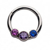 Initial Piercing - Pastel crystals hinged ring