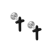 Load image into Gallery viewer, Initial Piercing - Titanium cross labrets
