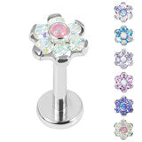 Load image into Gallery viewer, Initial Piercing - Crystal Flower/Synthetic Opal Centre Labret
