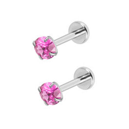 Initial Piercing - Titanium earring labrets Claw-set Crystals