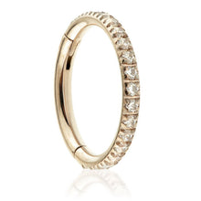 Load image into Gallery viewer, Initial Piercing - Rainbow or Rose gold PVD hinged pave cz ring
