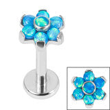 Load image into Gallery viewer, Initial Piercing - Synthetic Opal Flower Labret
