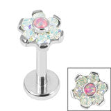 Load image into Gallery viewer, Initial Piercing - Crystal Flower/Synthetic Opal Centre Labret
