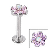 Load image into Gallery viewer, Initial Piercing - Crystal Flower/Synthetic Opal Centre Labret
