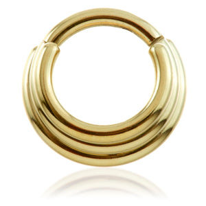 24k Gold plated Hinged Titanium Septum ring, 1.2x8