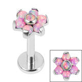 Load image into Gallery viewer, Initial Piercing - Synthetic Opal Flower Labret
