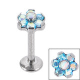 Load image into Gallery viewer, Initial Piercing - Crystal Flower/Synthetic Opal Centre Labret
