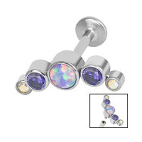 Load image into Gallery viewer, Initial Piercing - Synthetic opal/crystals inlayed into Arc
