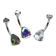 Load image into Gallery viewer, Initial Piercing - Teardrop crystal belly bar
