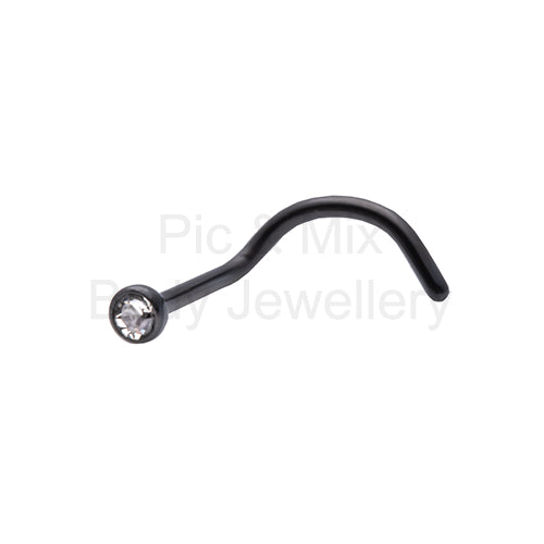 black Titanium Nose Screw with clear crystal