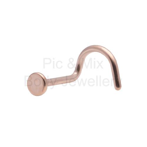 Titanium Rose gold coloured disk nose stud 1mm