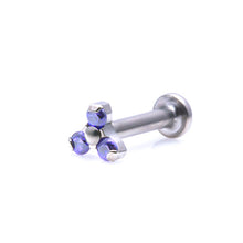 Load image into Gallery viewer, Implant Grade Titanium Internally Threaded Labret Stud With CZ Trinity Top
