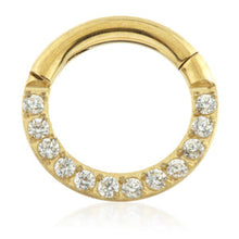 Load image into Gallery viewer, Initial Piercing - Pave Crystals Gold hinged ring
