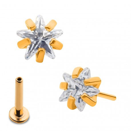 Initial Piercing - 24k gold plated CZ Star Labret