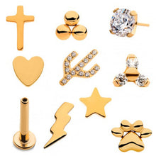 Load image into Gallery viewer, Initial Piercing - 24k gold plated crystal trinity Labret
