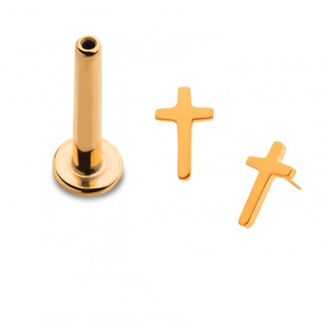 Initial Piercing - 24k gold plated Cross Labret