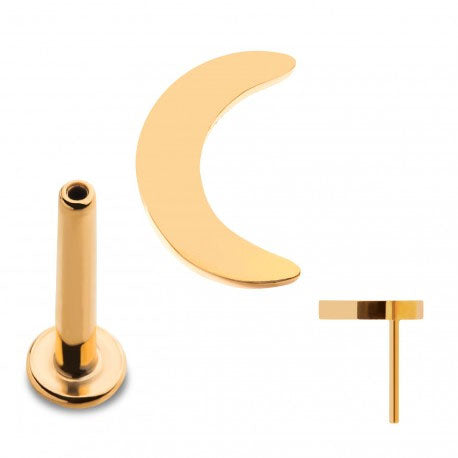 Initial Piercing - 24k gold plated Plain quarter moon Labret