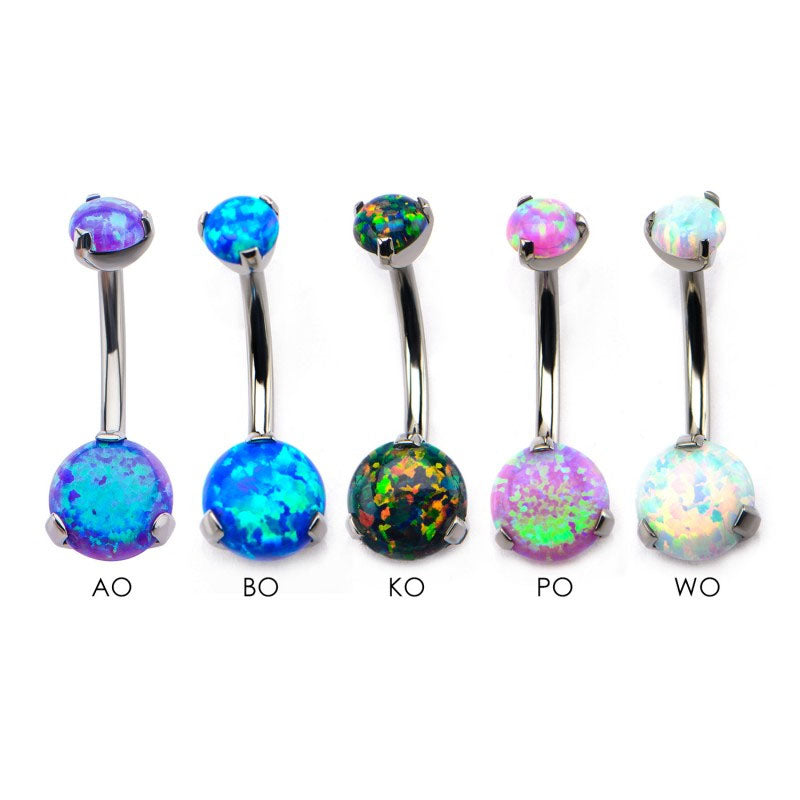 Initial Piercing - Synthetic opal belly bars