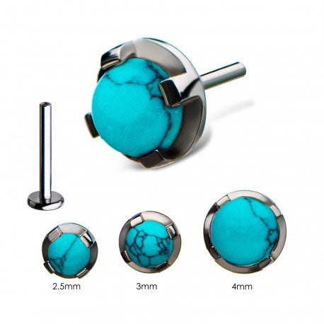 Initial Piercing - Synthetic turquoise claw set stone