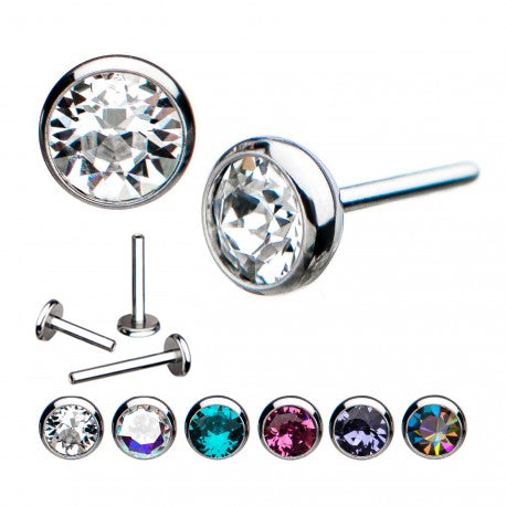 Initial Piercing - 4mm Bezel set Crystal Labret