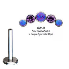 Load image into Gallery viewer, Initial Piercing - Synthetic opal/crystals inlayed into Arc
