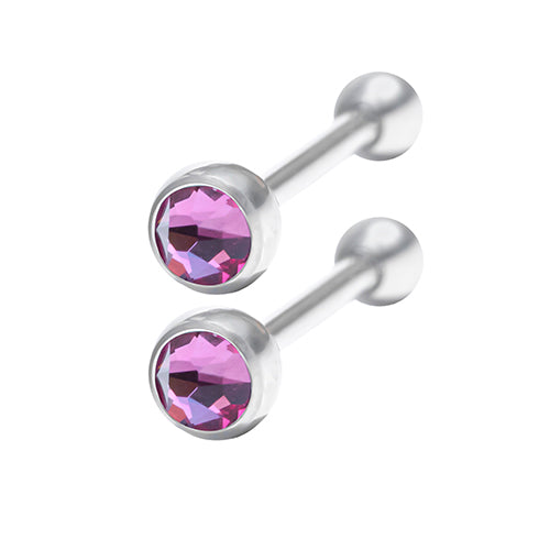 Initial Piercing - Titanium Straight Barbells (pair), assorted coloured gems