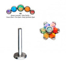 Load image into Gallery viewer, Initial Piercing - Rainbow synthetic opal flower or arc
