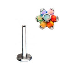 Load image into Gallery viewer, Initial Piercing - Rainbow synthetic opal flower or arc
